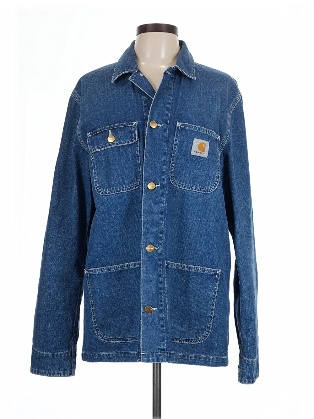 Mens Carhartt WIP Blue Denim Michigan Chore Coat Shirt Jacket L